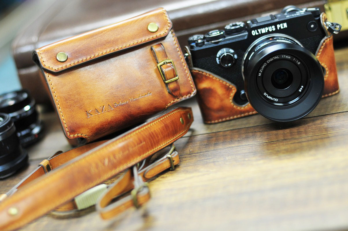 Olympus PEN-F 相機皮套 Leather case オリンパス PEN-F カメラケース by KAZA